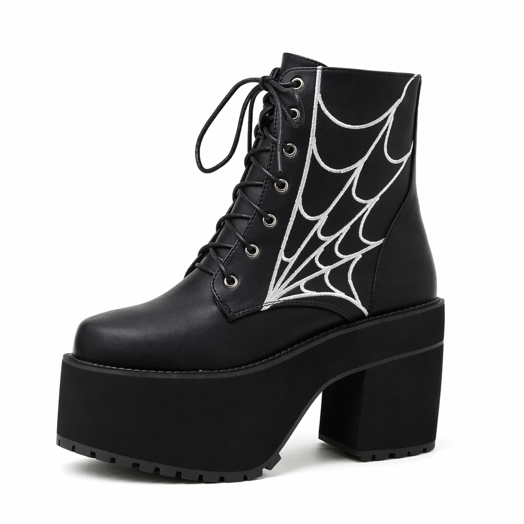 "Black Cobweb Boots" Black