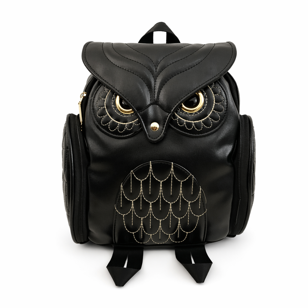 Faux Leather Owl Embroidery Backpack Default