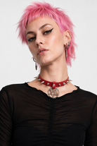 Alt Gothic Spike Choker - Darkest Depths red