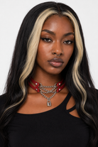 Leather Chain Choker red