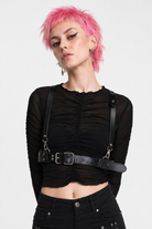 Black Faux Leather Harness Default