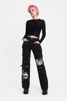 "Black Baggy Buckle Cargo Pants" Black