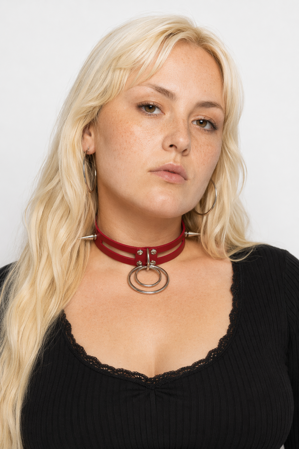 Black Spike Choker (11 Shades) Red