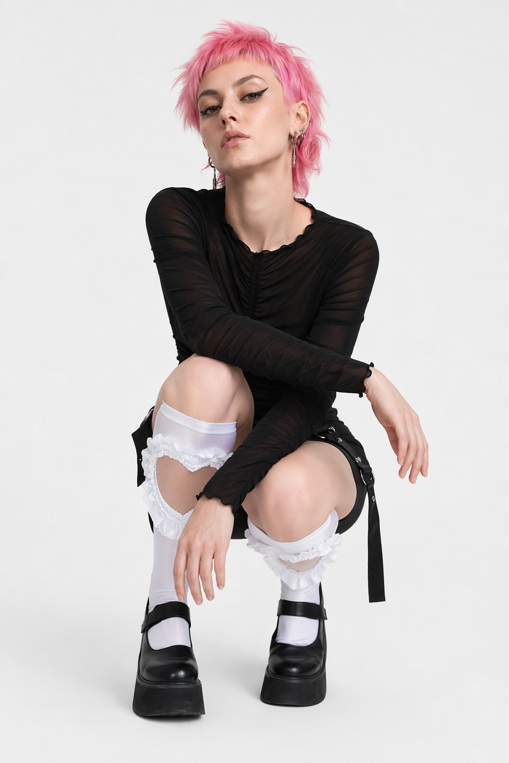 "Heart Knee Socks" white
