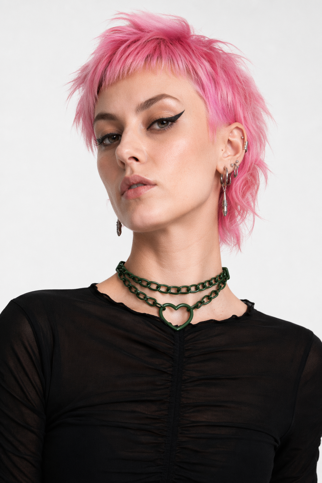 Black Goth Heart Choker - 16 Colors Green
