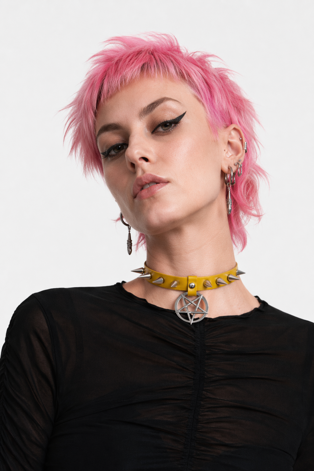 Alt Gothic Spike Choker - Darkest Depths yellow