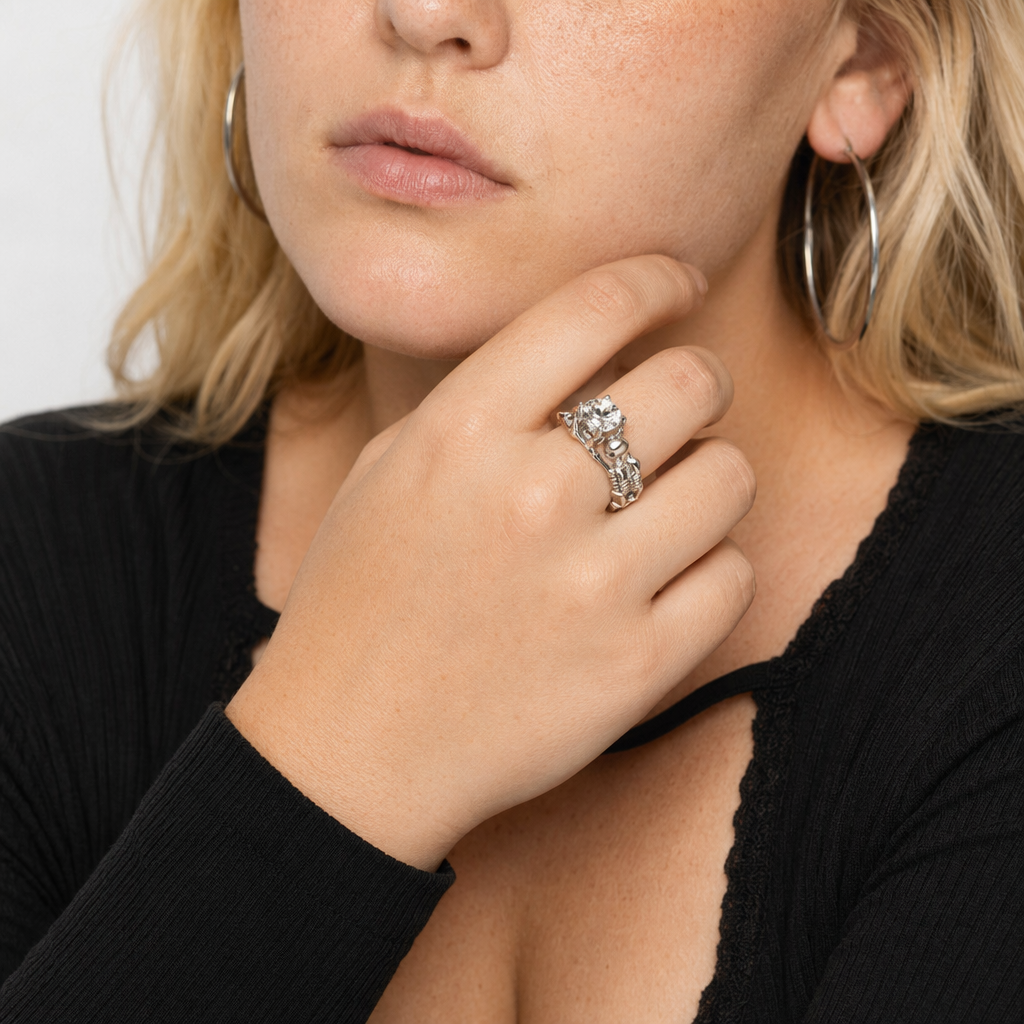 Silver Clear Stone Duo Ring 7