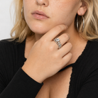 Silver Clear Stone Duo Ring 7