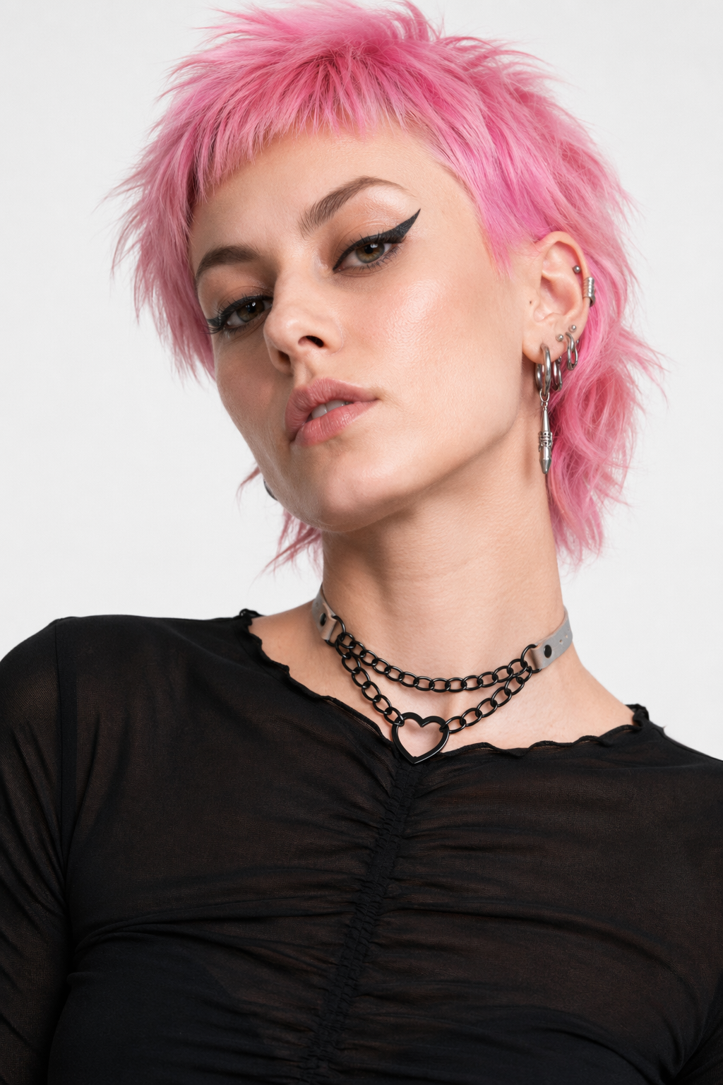 Black Goth Heart Choker - 16 Colors Gray