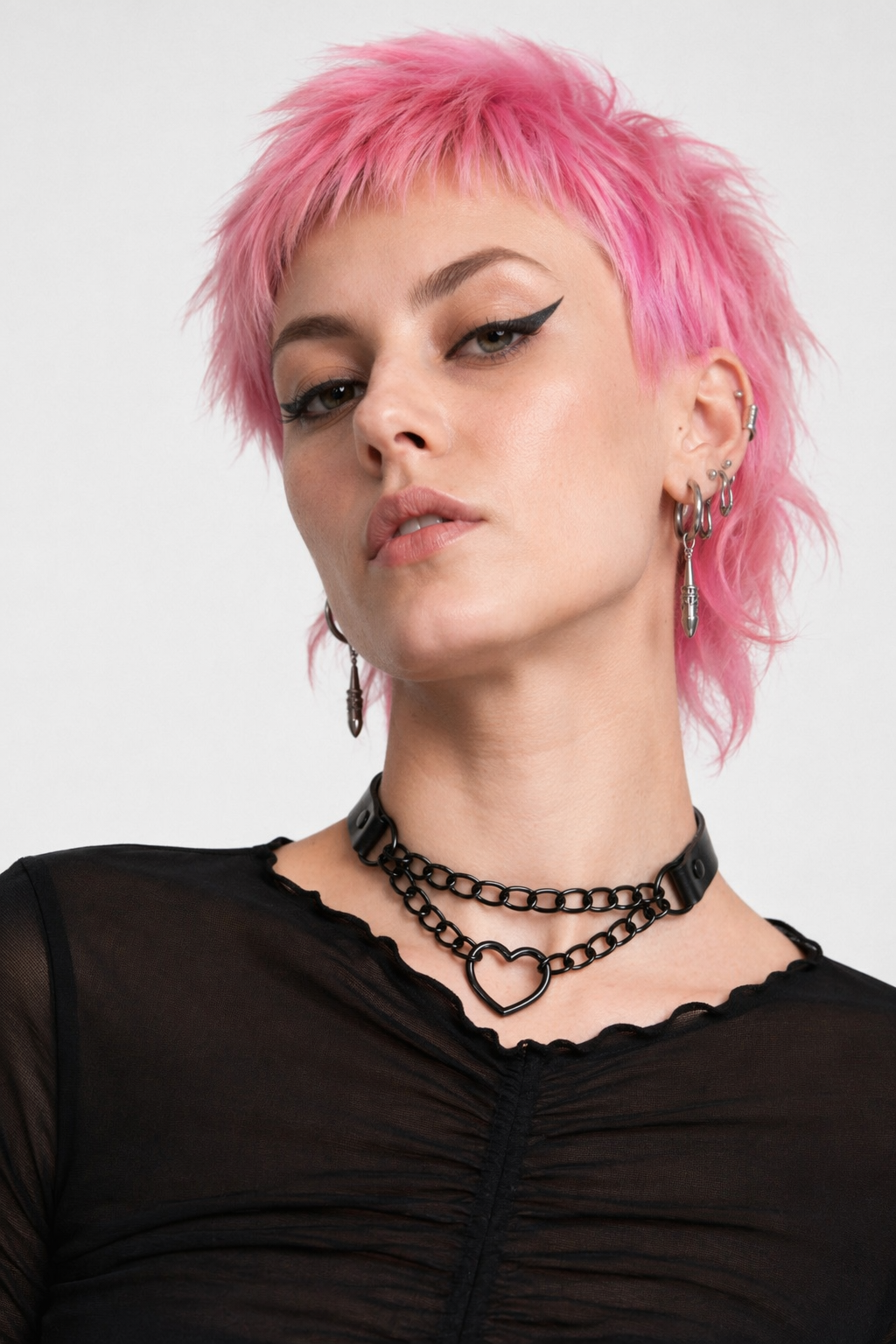 Black Goth Heart Choker - 16 Colors Black