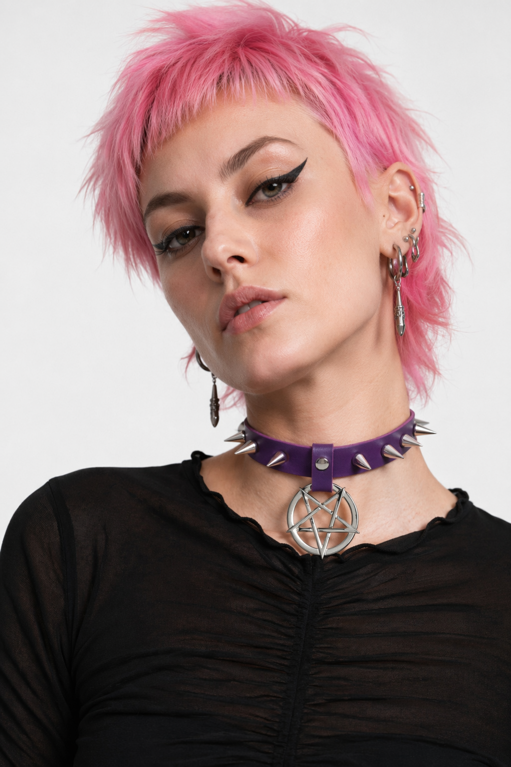 Alt Gothic Spike Choker - Darkest Depths purple