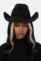 Gothic Cowboy Hat in Black Mesh Black