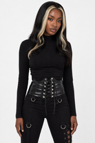 Black or Red Lace-Up Corset Belt Black 1