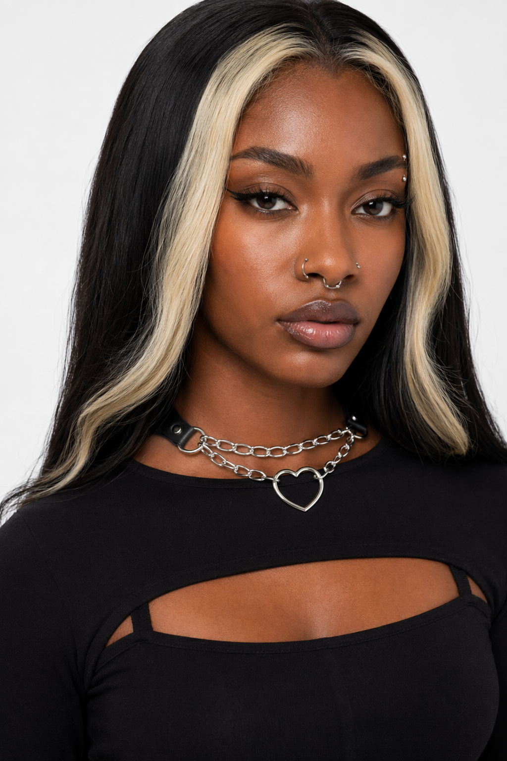 "Black Goth Heart Chain Choker" Default Title