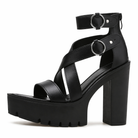 Black Goth Strap Shoes' black