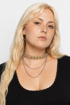 Studded Chain Leather Choker Nude