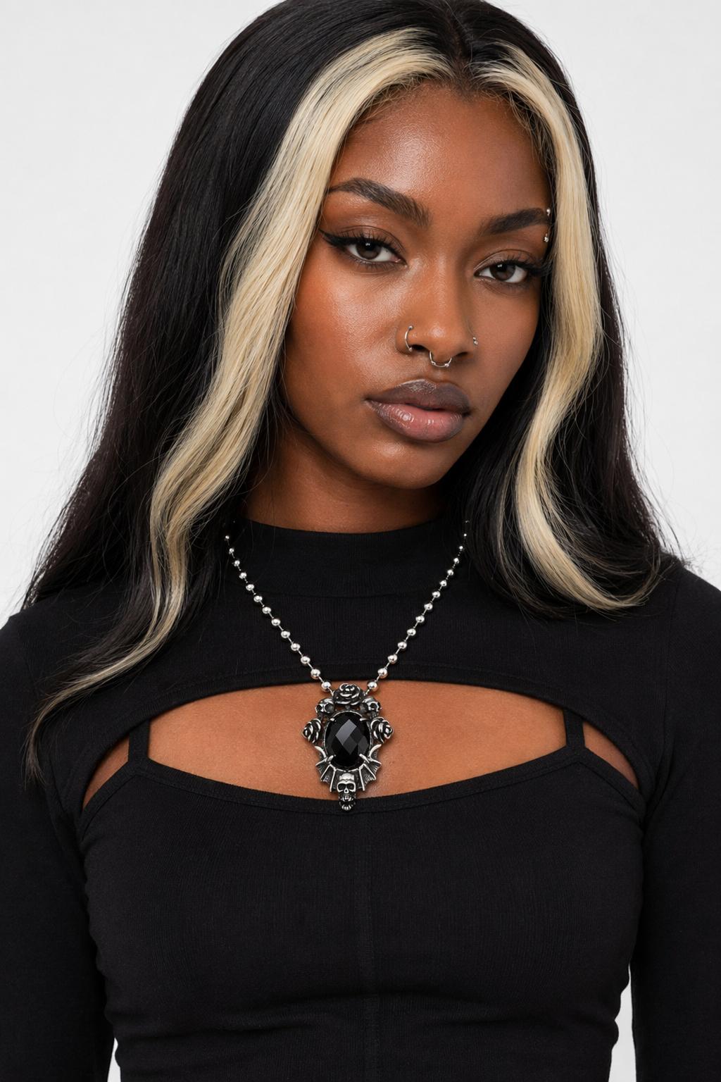 "Dahlia Skull Rose Necklace" Default Title