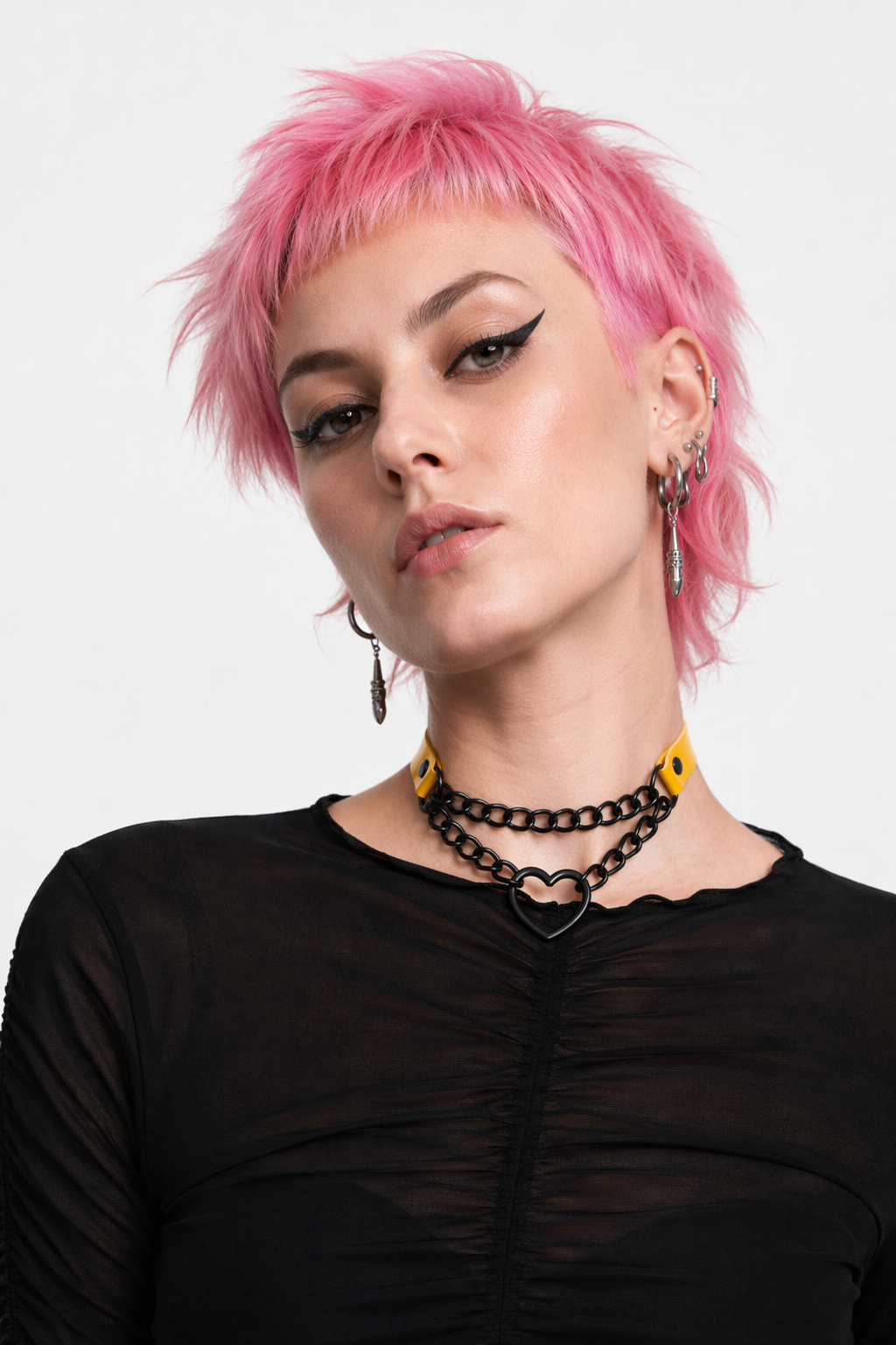 Black Goth Heart Choker - 16 Colors Yellow