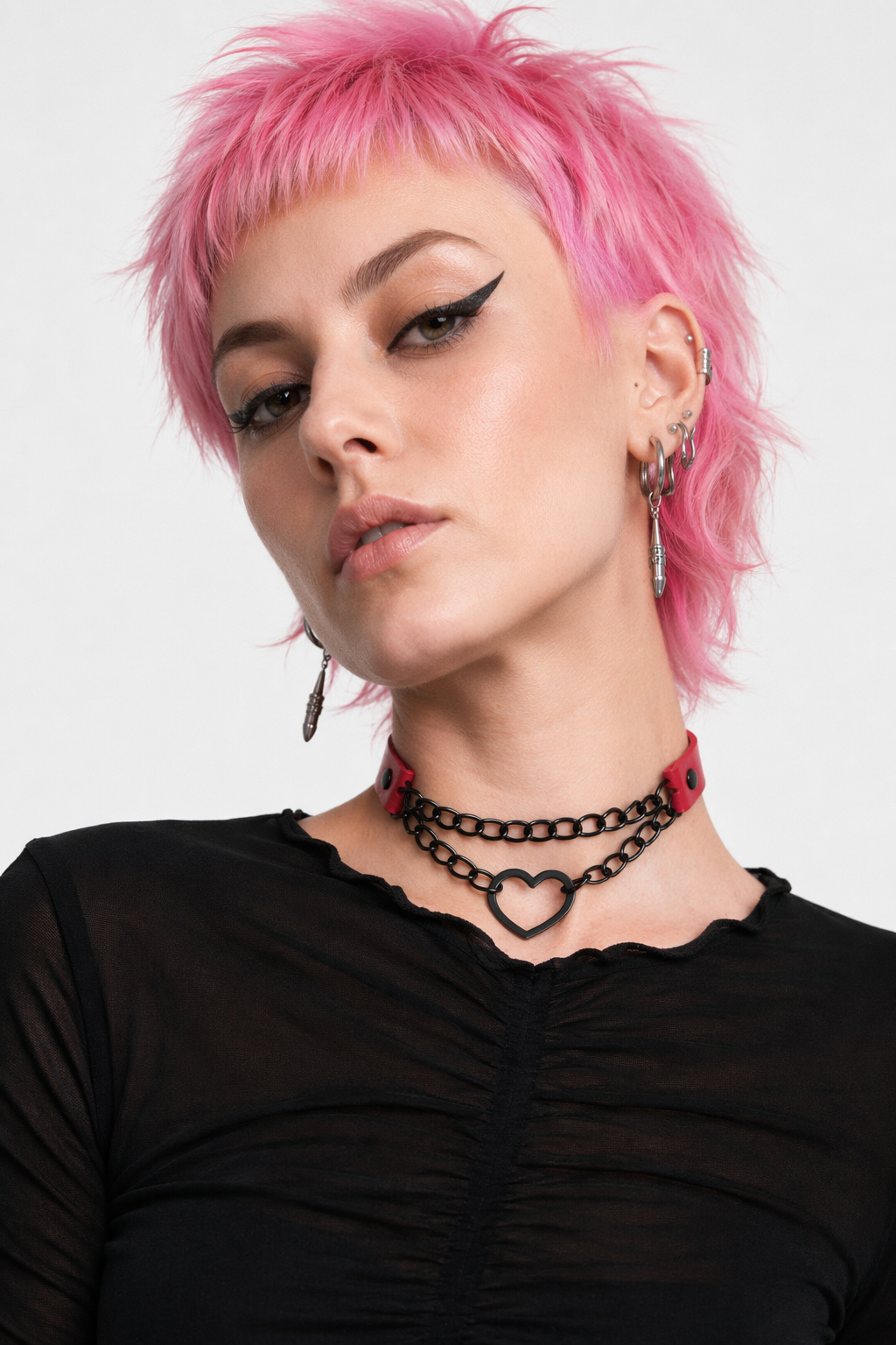 Black Goth Heart Choker - 16 Colors Red
