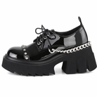 Gothic Chain-Studded Black Shoes. Patent effect