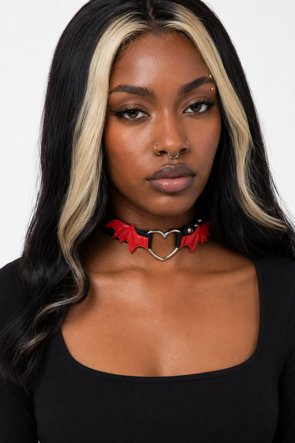 5 Variations of Goth Choker Red black bat wing