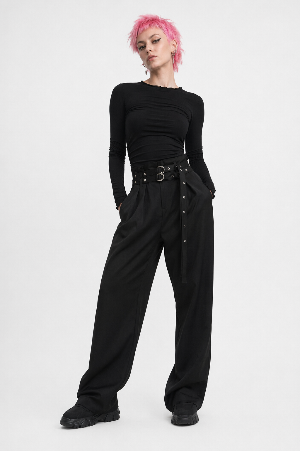Black Grunge Baggy Pants black