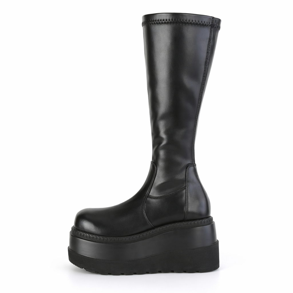Black Goth Platform Boots' Black Faux Leather