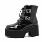 Black Patent Buckle Goth Boots black shoes