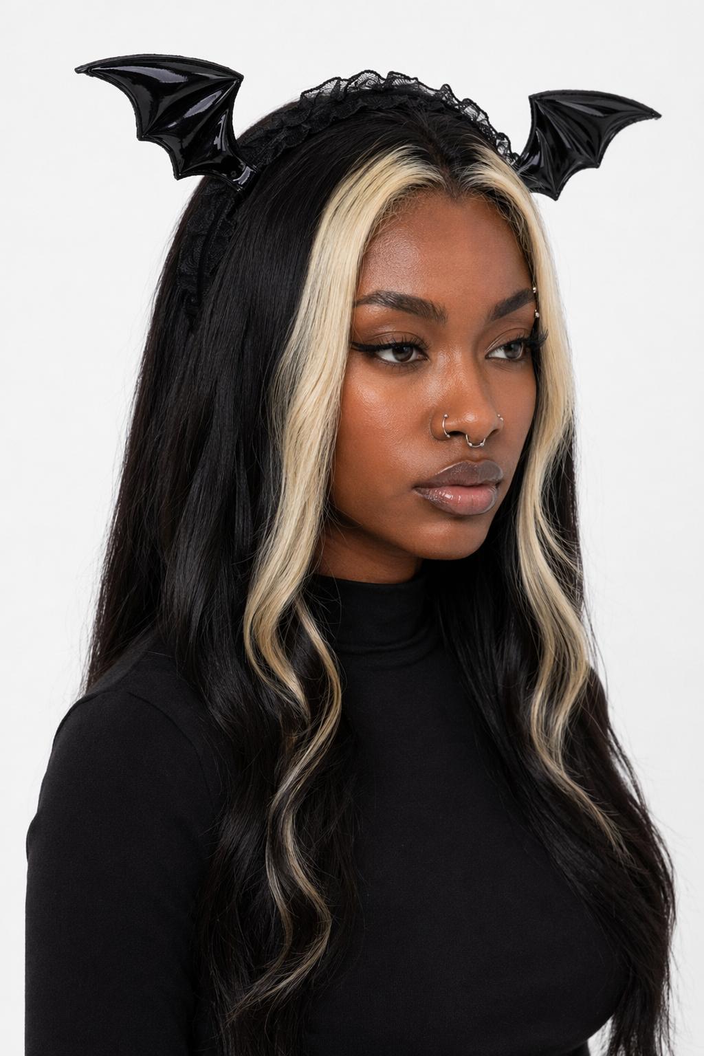 Winged Lace Headband Black