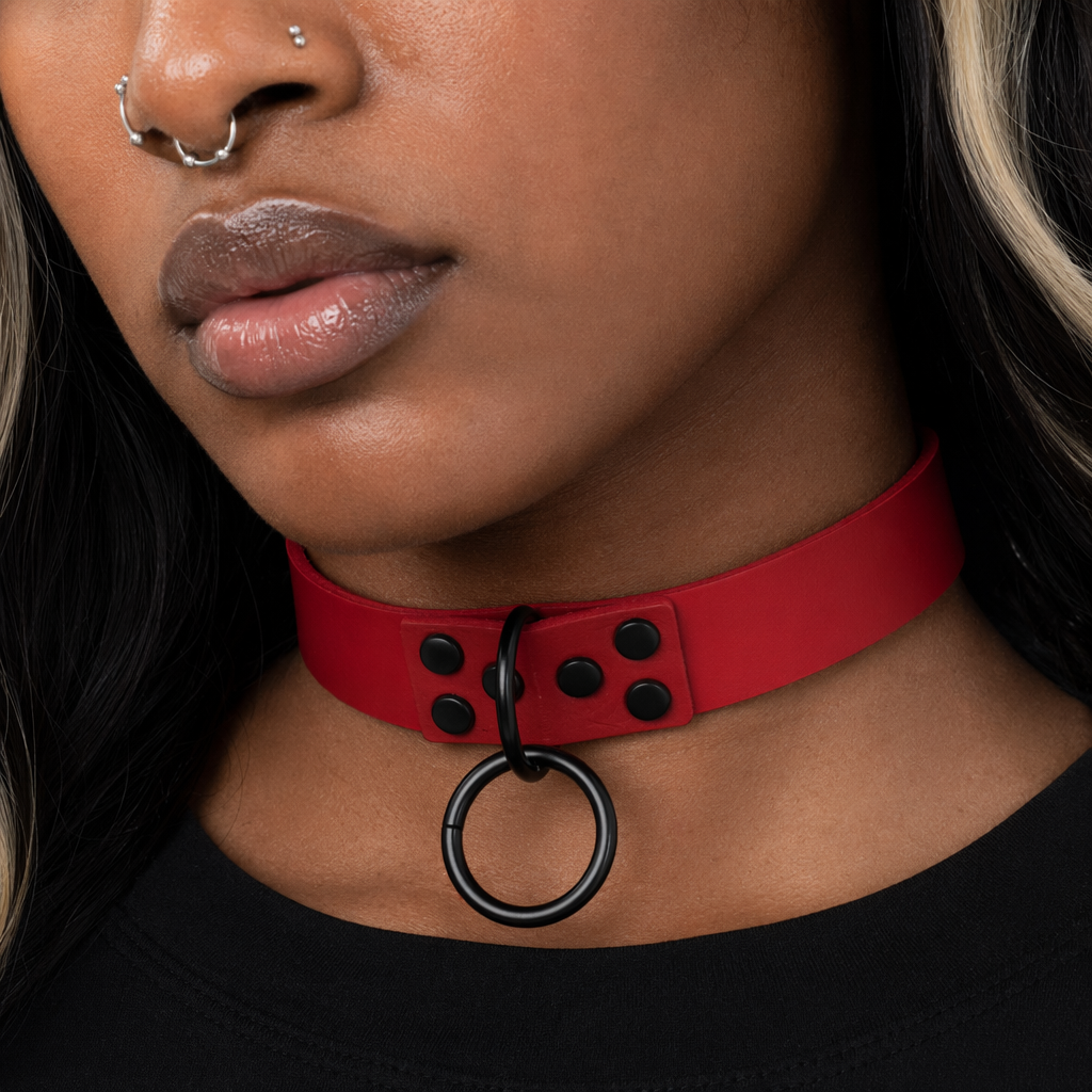 5 Variations of Goth Choker Red black ring