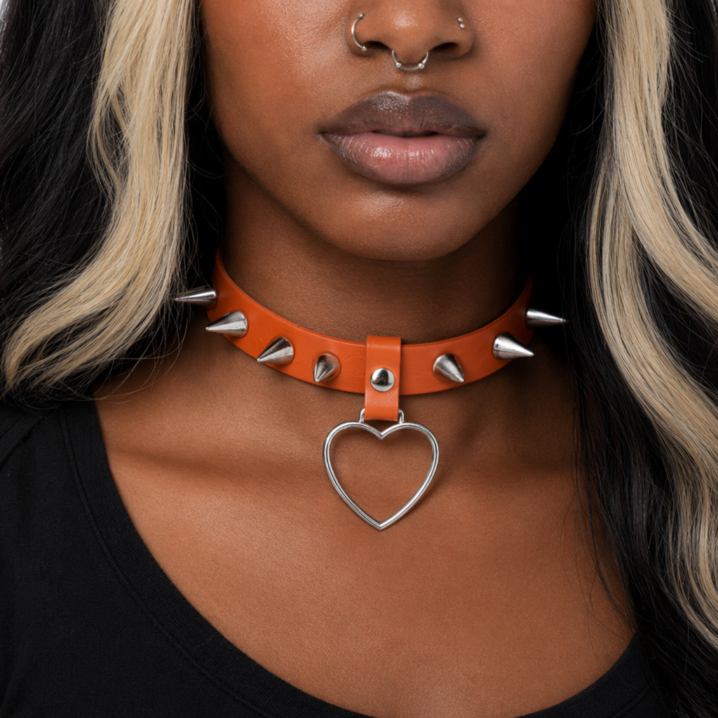 Furious Heart Choker in Black orange
