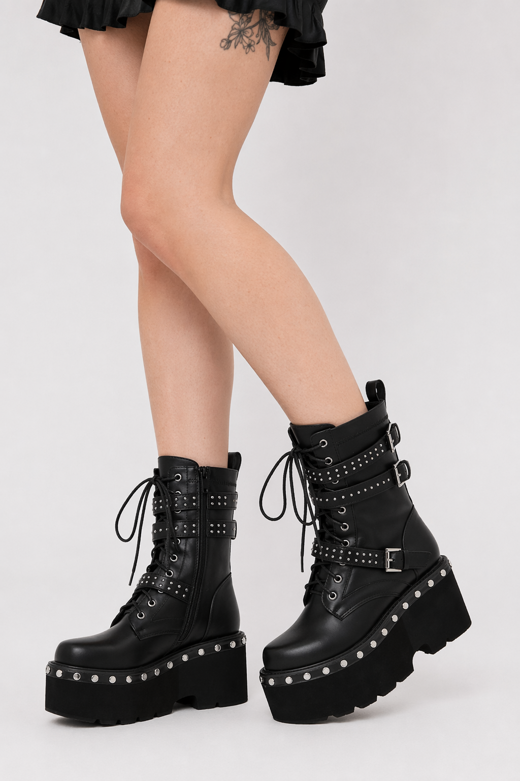 Black Studded Goth Boots black shoes