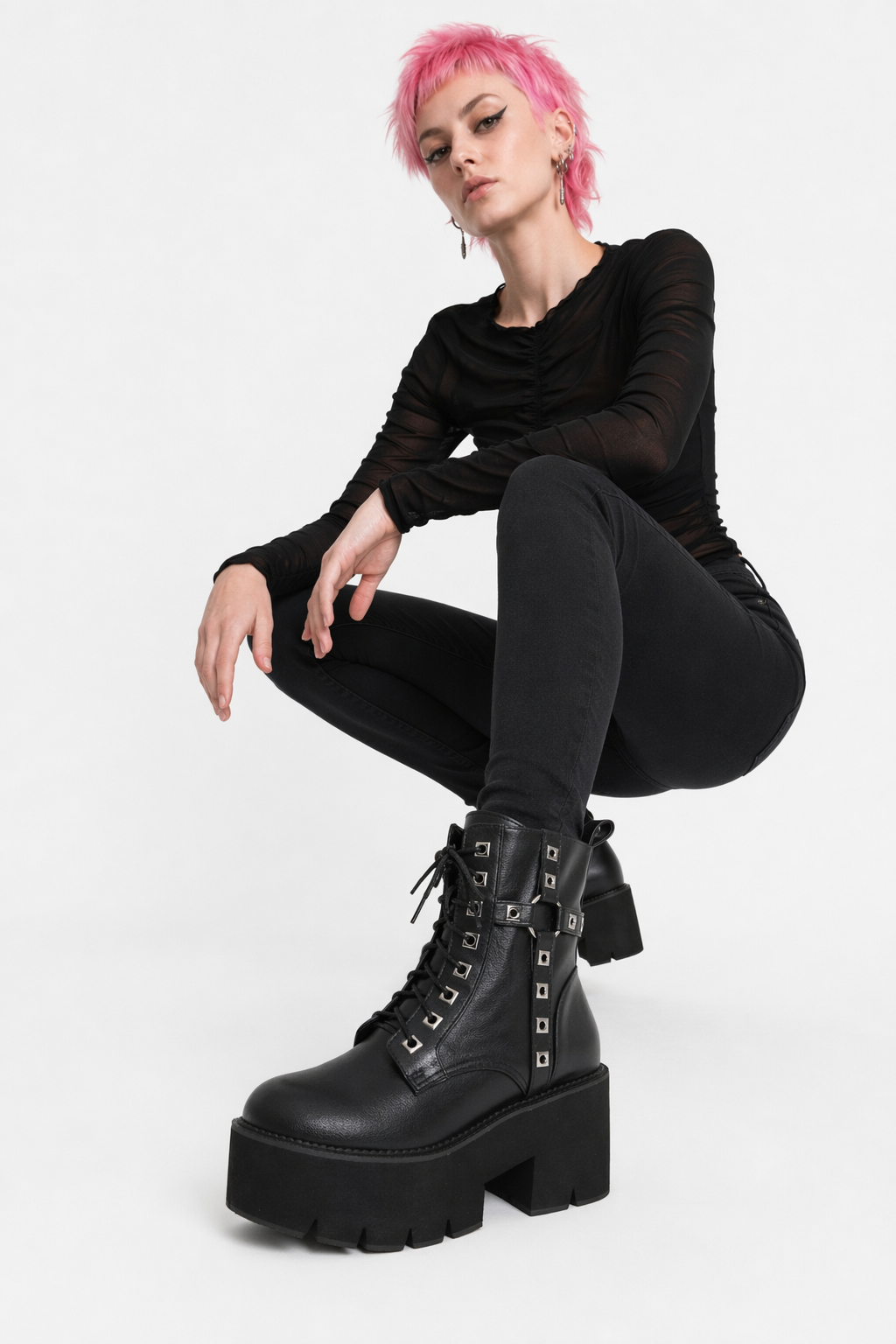 Black Studded Goth Boots black shoes