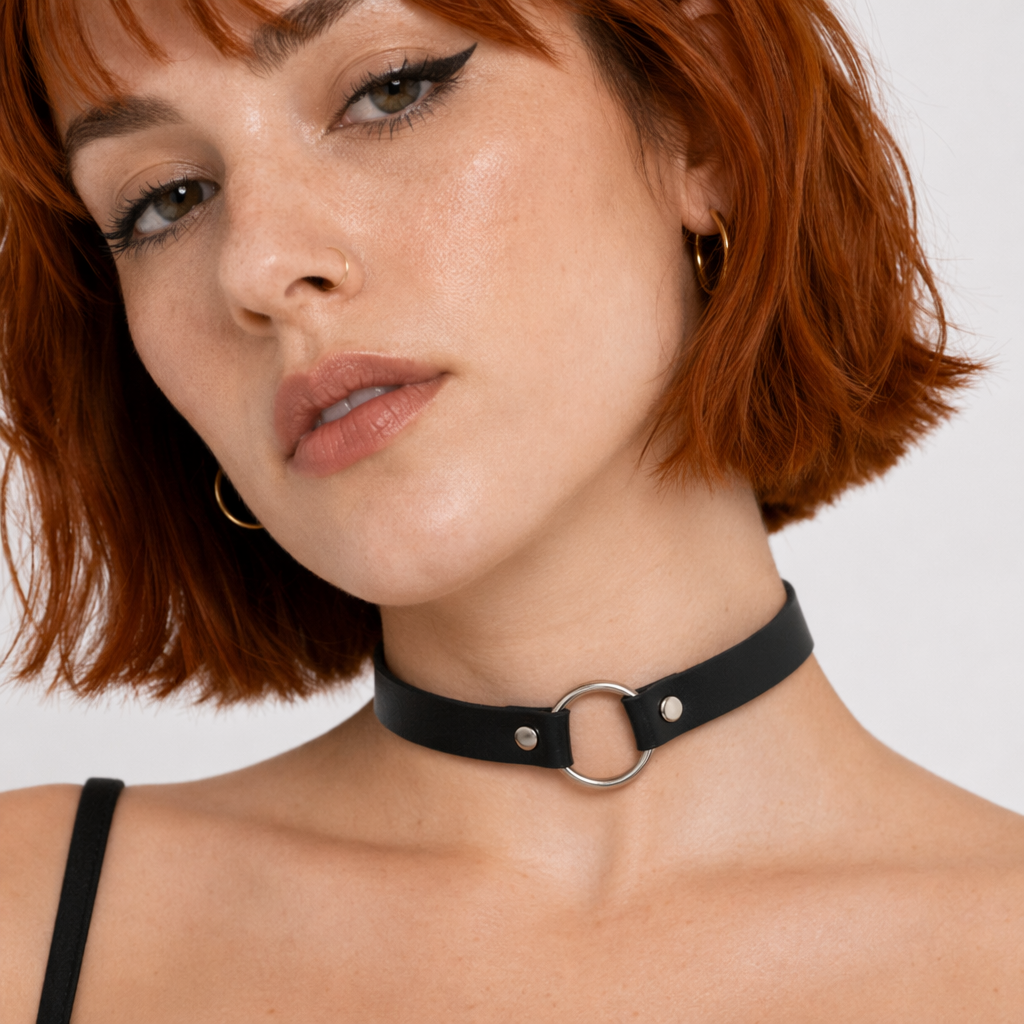 Black faux leather choker Default Title