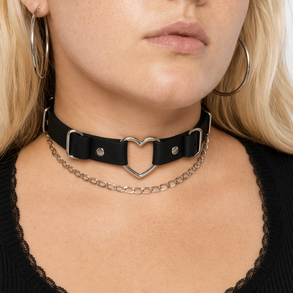 Intact' Black Chain Heart Choker Default Title