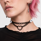 Black Goth Heart Choker - 16 Colors White
