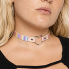 Holographic Heart Choker' pink