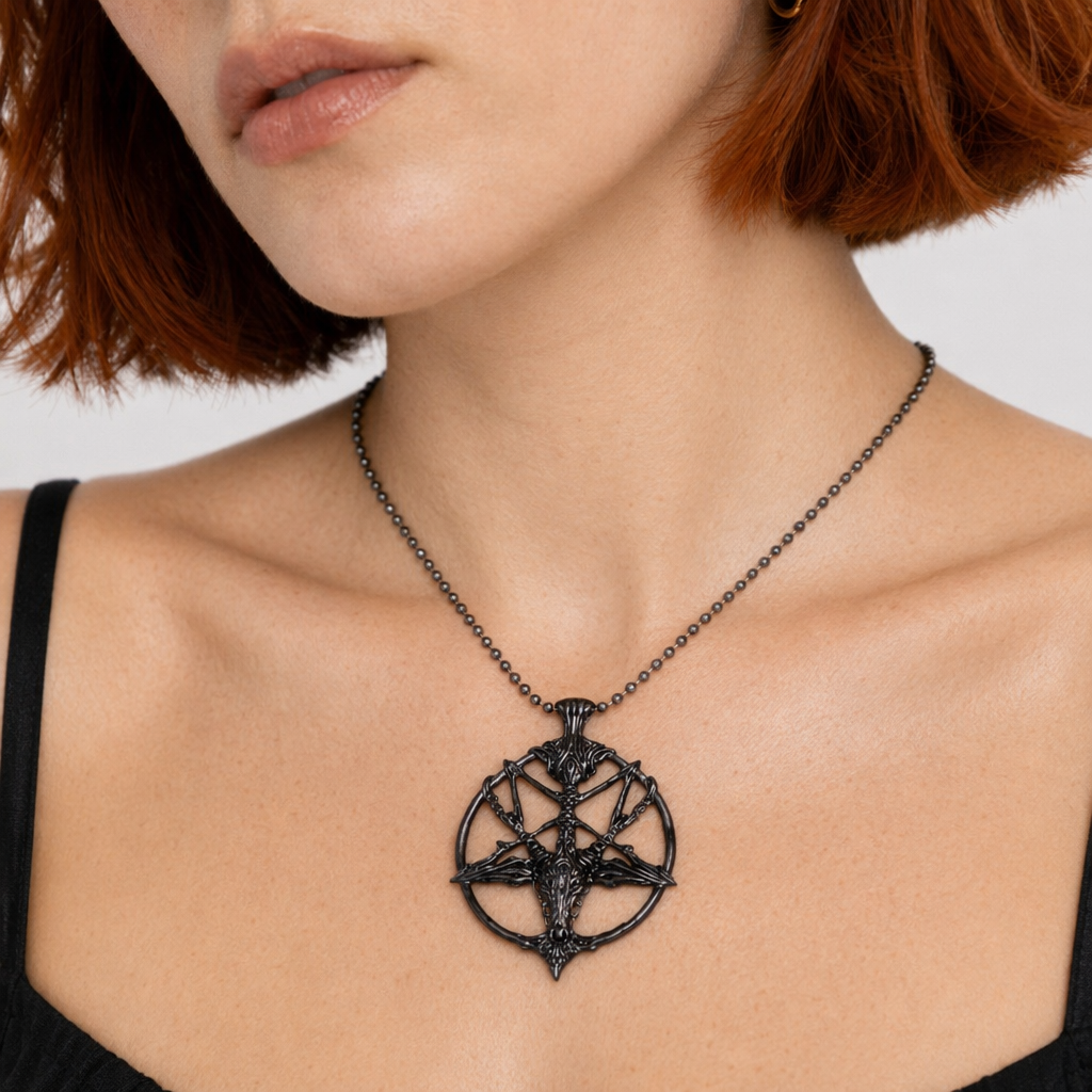 Goat Pentagram Necklace Style 1 Black
