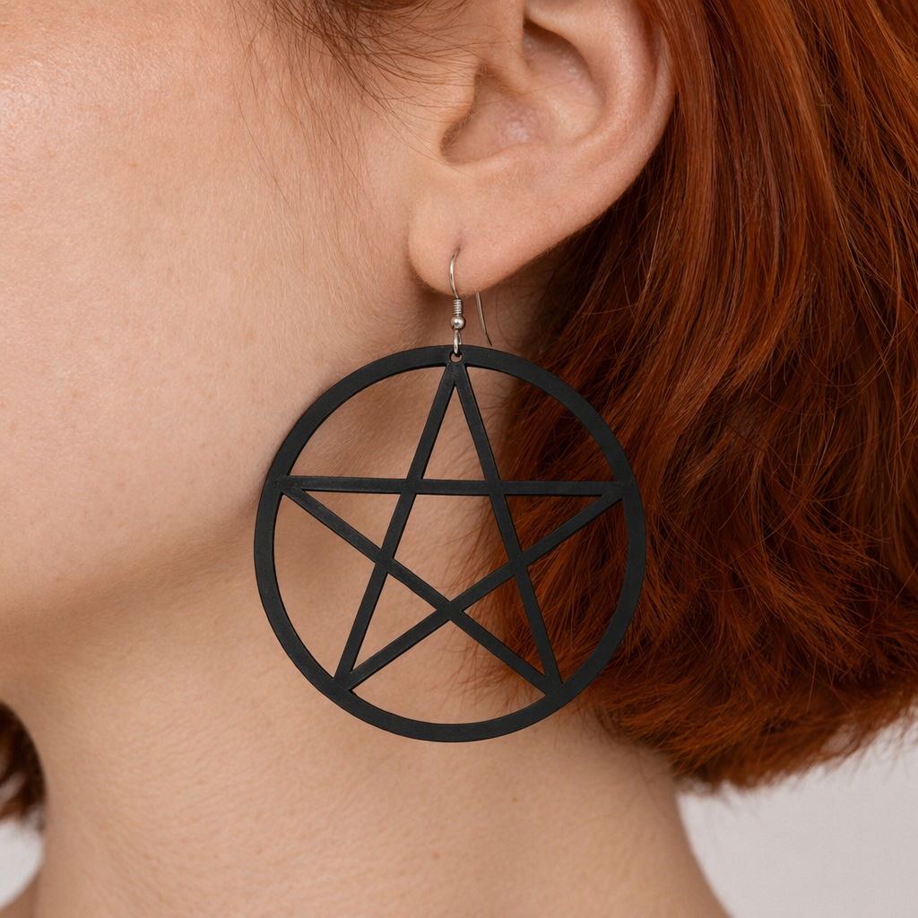 Large Black Pentagram Earrings Default Title