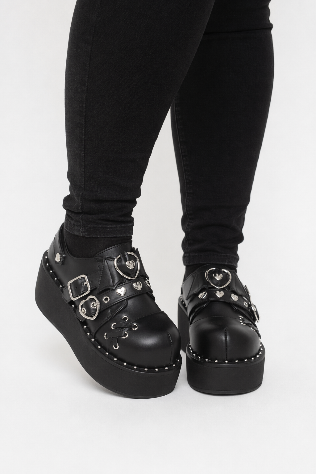 Black Gothic Platform Buckle Shoes black matte1