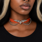 "Skull Bat Choker: Multi-Colored Option" Orange