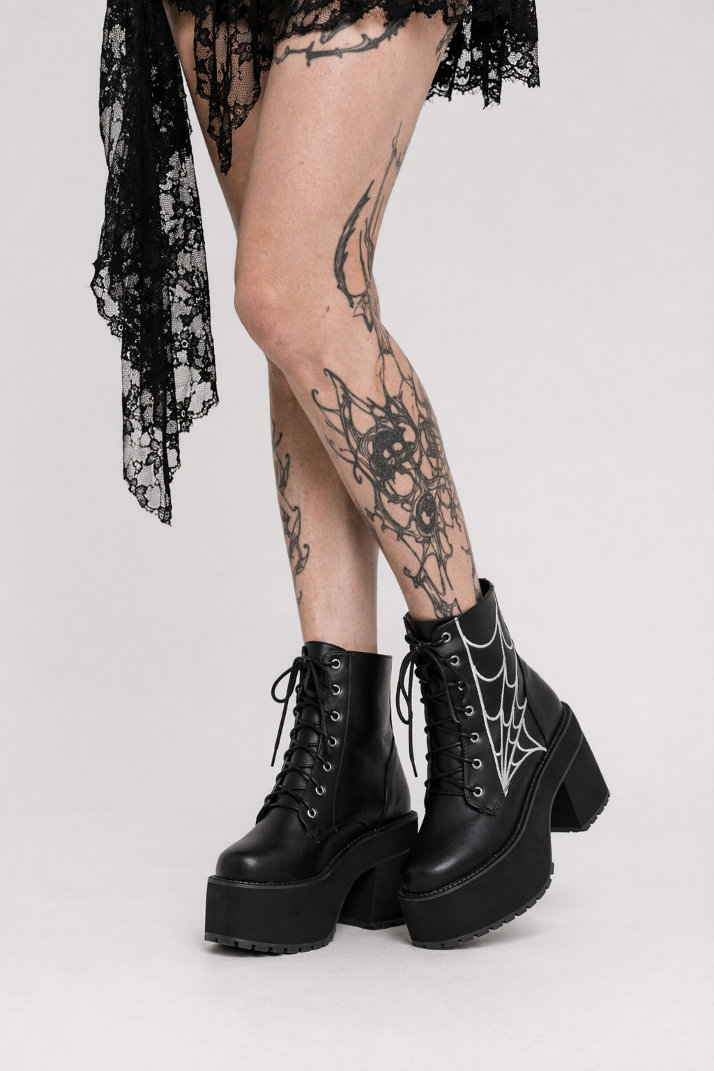 "Black Cobweb Boots" Black