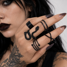 "Punk Serpent Black Ring Set" Default Title