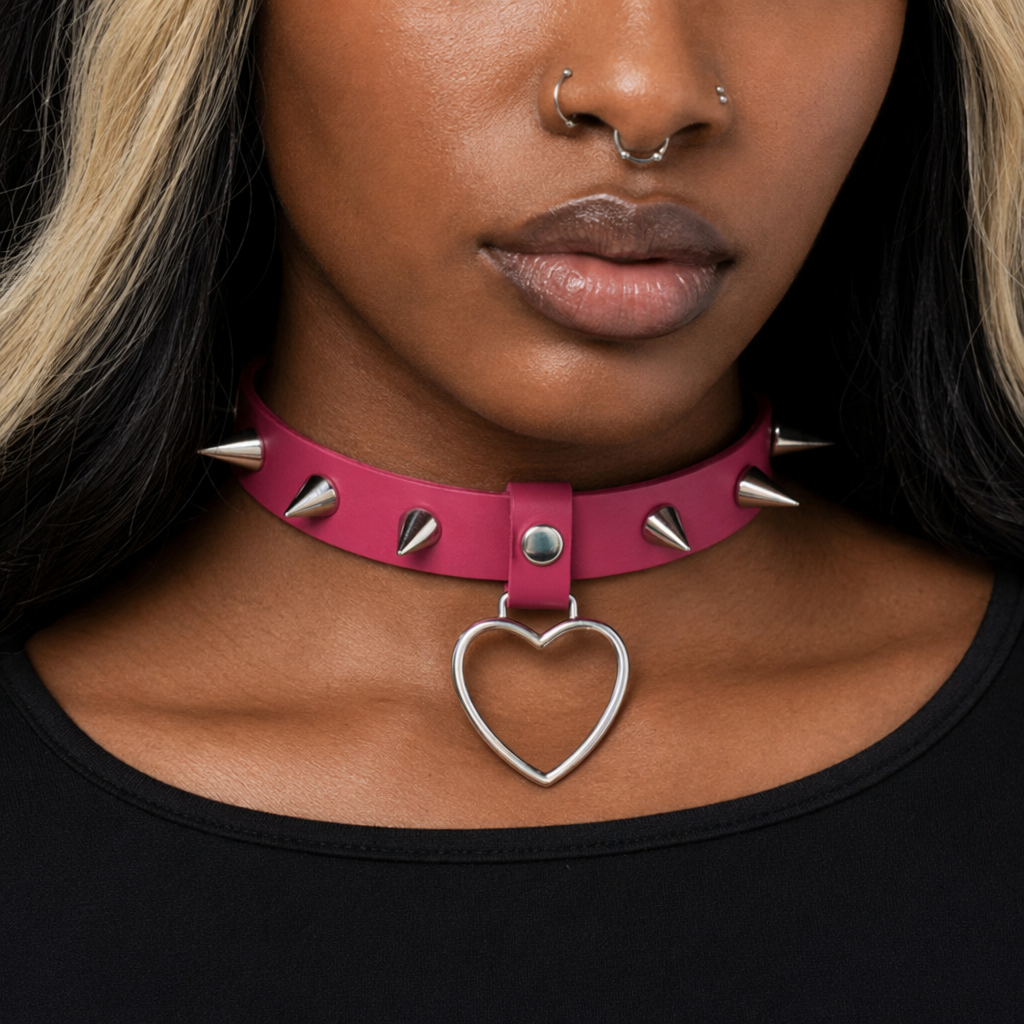 Furious Heart Choker in Black rose red