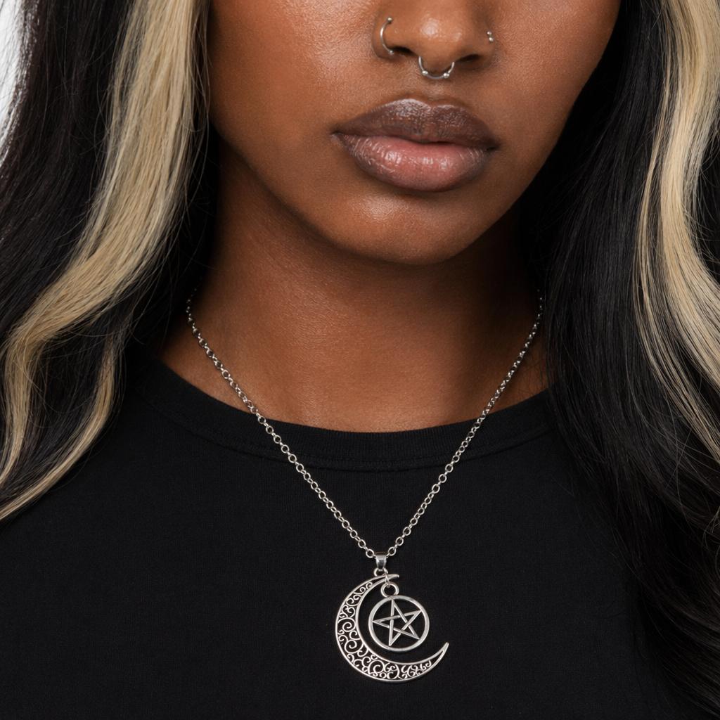 Triple Moon Pentagram Necklace 2