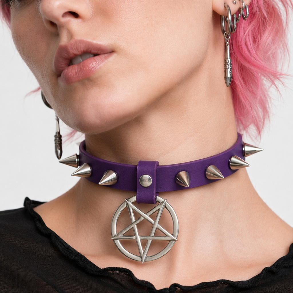 Alt Gothic Spike Choker - Darkest Depths purple