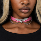 "Skull Bat Choker: Multi-Colored Option" Pink