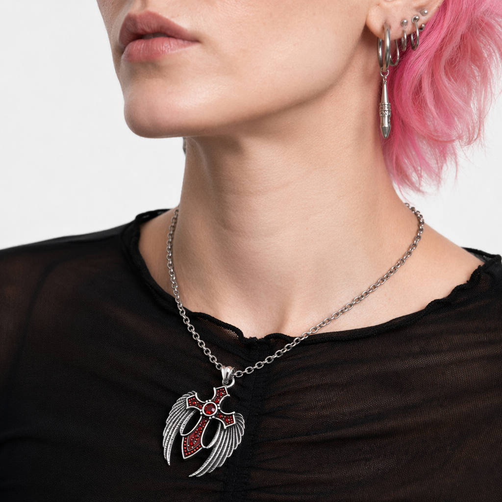 Cross Stone Pendant Red