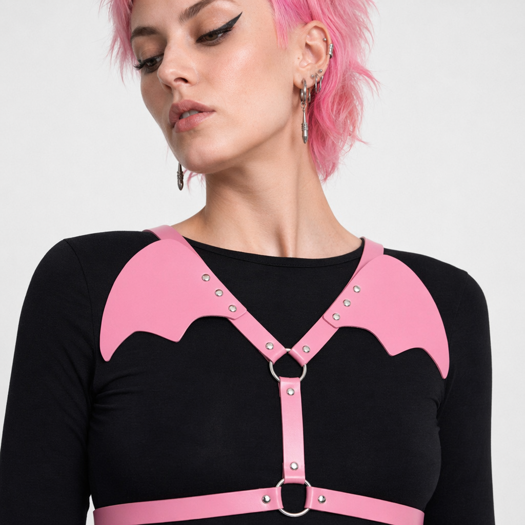 Death Wings Black Harness Pink