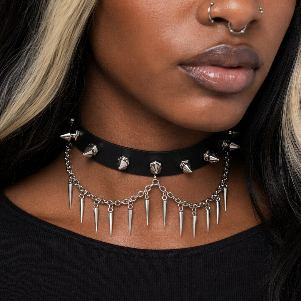 Spiked Chain Choker black